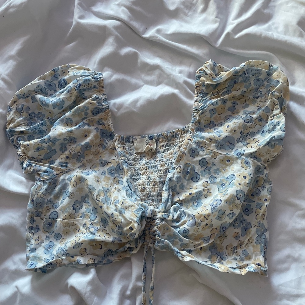 Blue floral top and skirt